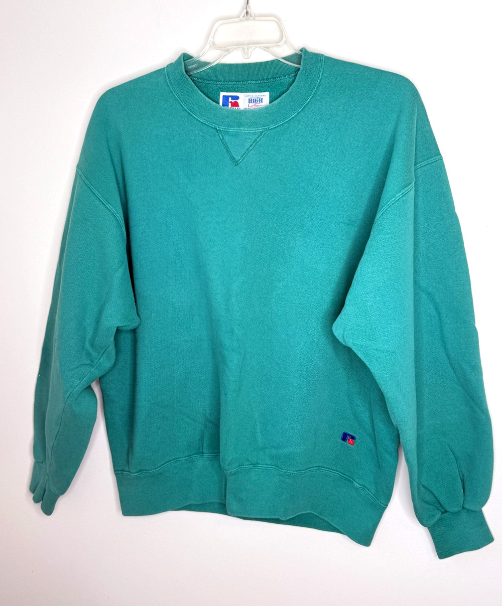 Vintage Russell Sweatshirt Mens XL Green High Cotton Athletic Made USA 90s